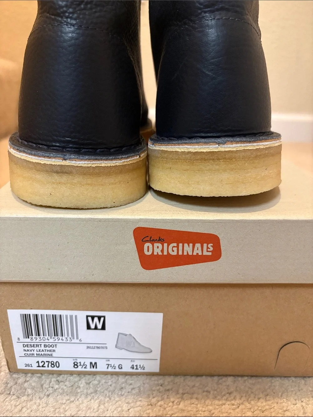 Clarks Originals Desert Boot Navy Leather Men's Chukka Boots with Crepe Sole